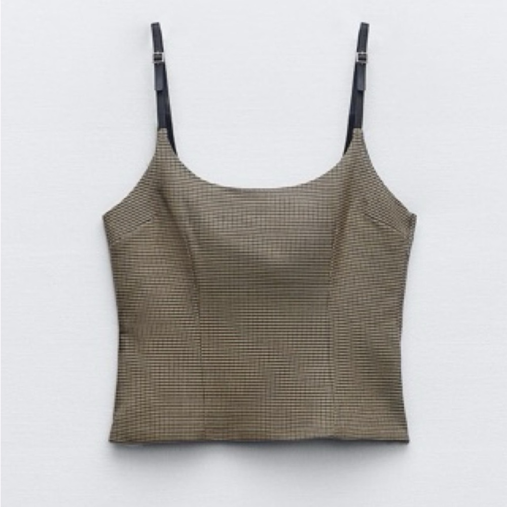 Viral Zara Brown Checkered Tank Top